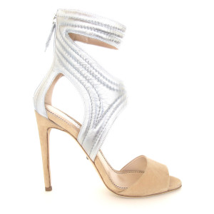 Jerome C. Rousseau Lund Sandal in Silver Leather & Suede